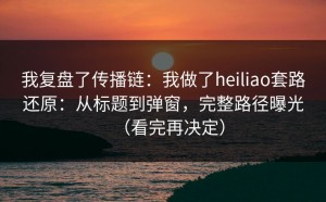 我复盘了传播链：我做了heiliao套路还原：从标题到弹窗，完整路径曝光（看完再决定）