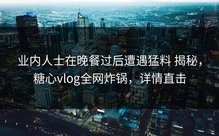 业内人士在晚餐过后遭遇猛料 揭秘，糖心vlog全网炸锅，详情直击