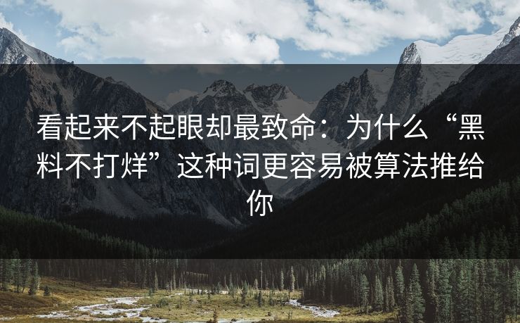 看起来不起眼却最致命：为什么“黑料不打烊”这种词更容易被算法推给你