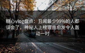 糖心vlog盘点：丑闻最少99%的人都误会了，神秘人上榜理由愈发令人轰动一时