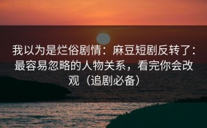 我以为是烂俗剧情：麻豆短剧反转了：最容易忽略的人物关系，看完你会改观（追剧必备）